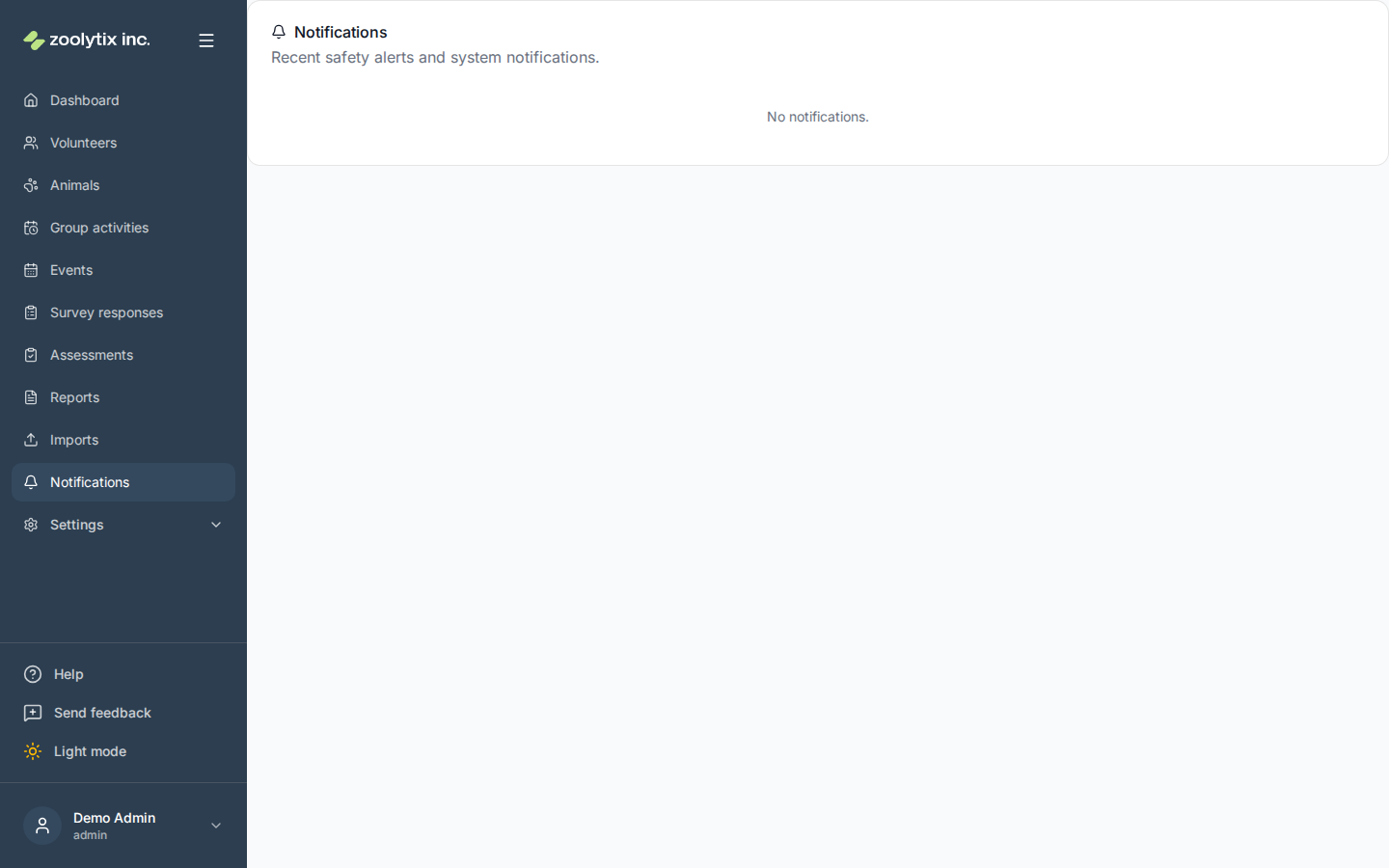 The Notifications page