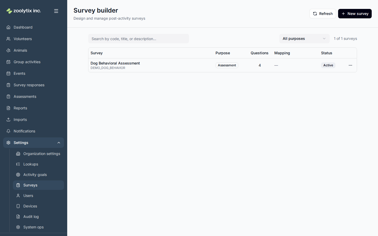The Survey builder